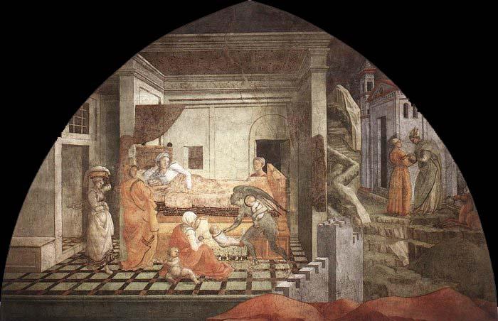 Filippino Lippi St Stephen is Born and Replaced by Another Child